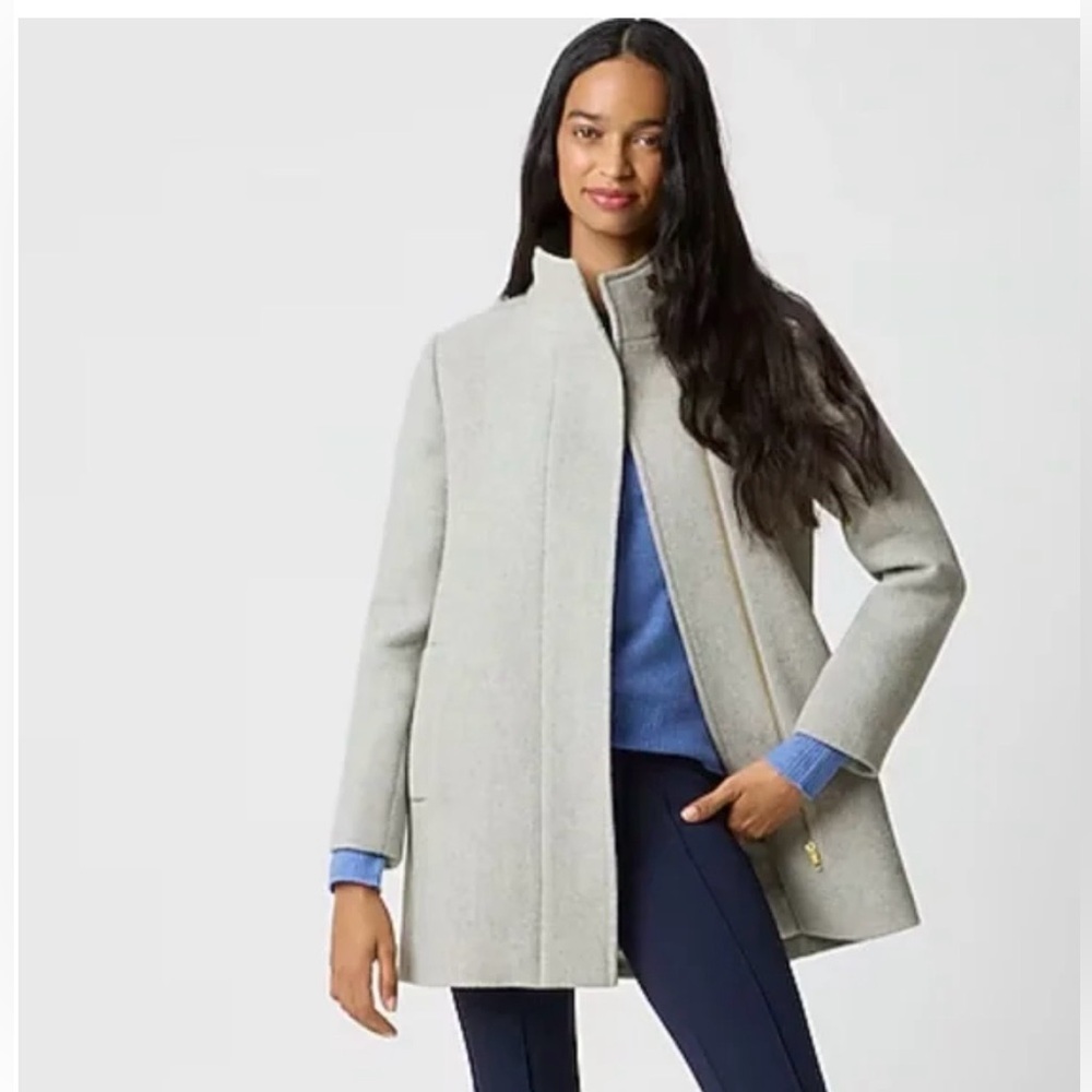 J. Crew Light Gray City coat with button neck